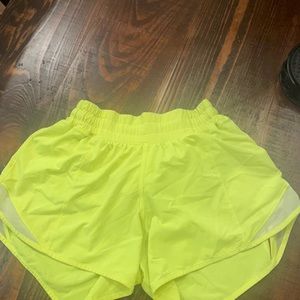 Size 4 Lululemon 4 Inch Neon Yellow Shorts